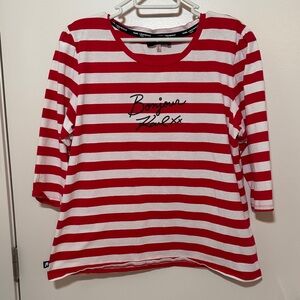 Karl Lagerfeld Striped 3/4 Sleeve Top XL